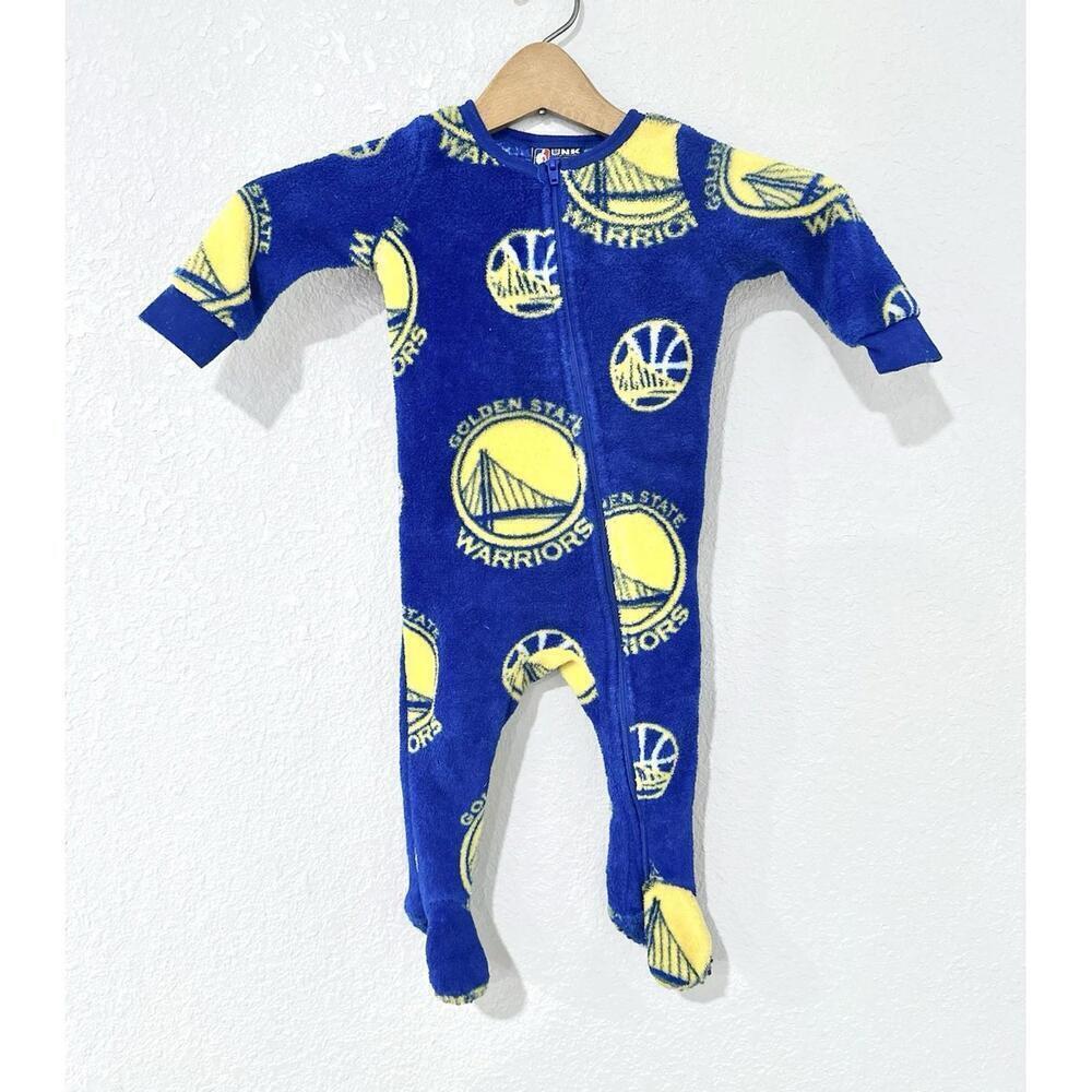 UNK Toddler Sleeper Golden State Warriors Blue and Yellow Basketball Pajamas 12M